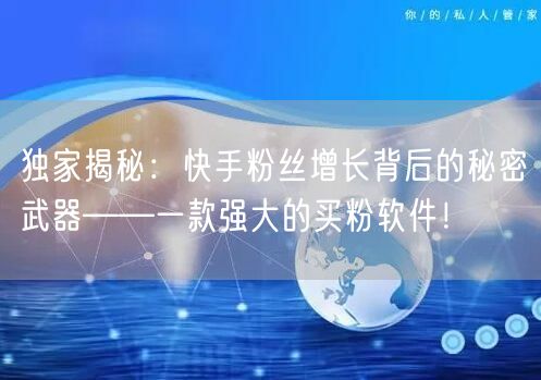 独家揭秘：快手粉丝增长背后的秘密武器——一款强大的买粉软件！