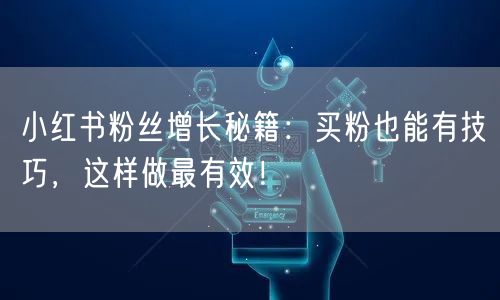 小红书粉丝增长秘籍：买粉也能有技巧，这样做最有效！