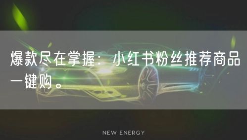 爆款尽在掌握：小红书粉丝推荐商品一键购。